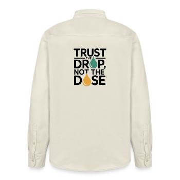 Homeopathy Trust The Drop Not Dose Professional  - Relaxed Fit Unisex Organic Shirt by Stanley/Stella - soft Ecru - Back - AI Model Male 178 light (178cm)
