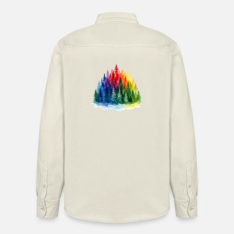 Regenbogenwald Silhouette Rainbow forest - Relaxed Fit Unisex Organic Hemd von Stanley/Stella - Natur