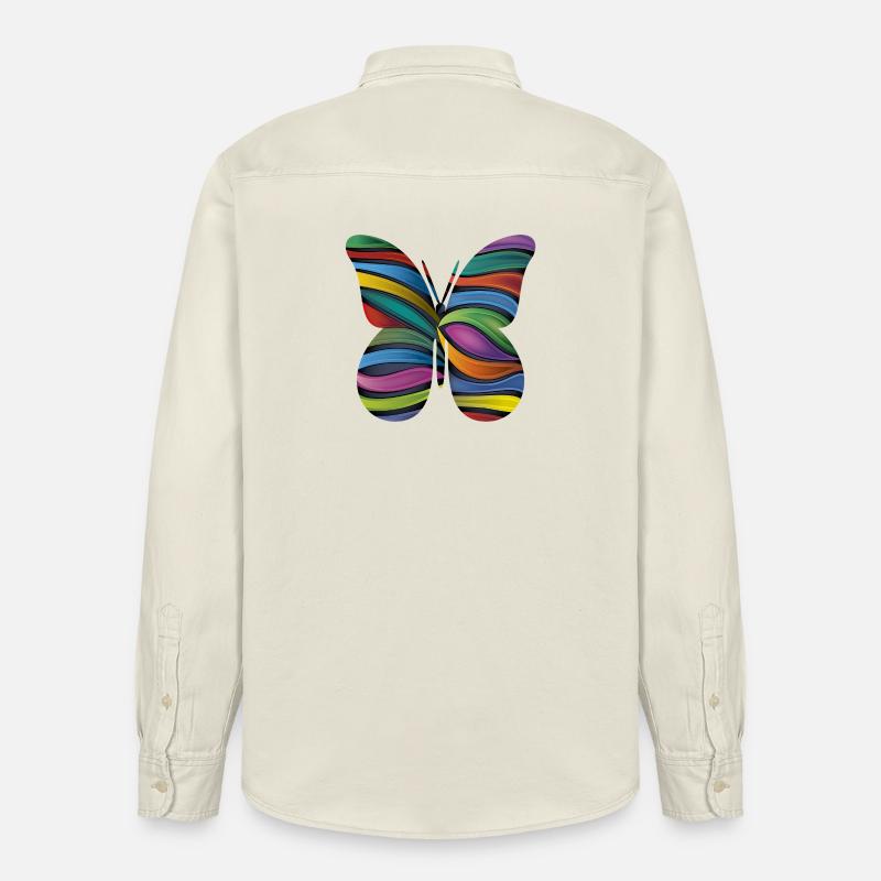 Farfalla a strisce arcobaleno - Camicia da lavoro Unisex Stanley/Stella - ecru morbido