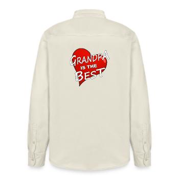 GRANDPA IS THE BEST - Relaxed Fit Unisex Organic Hemd von Stanley/Stella - Natur - Hinten - AI Model Male 178 light (178cm)