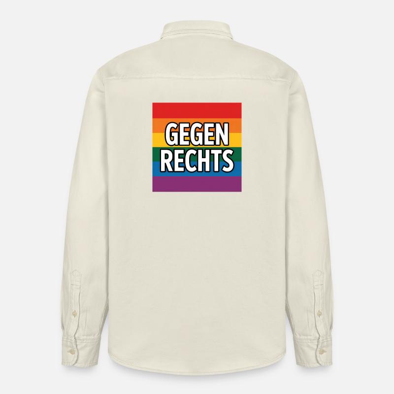 Gegen Rechts - Antifa Regenbogen Tee - Relaxed Fit Unisex Organic Hemd von Stanley/Stella - Natur