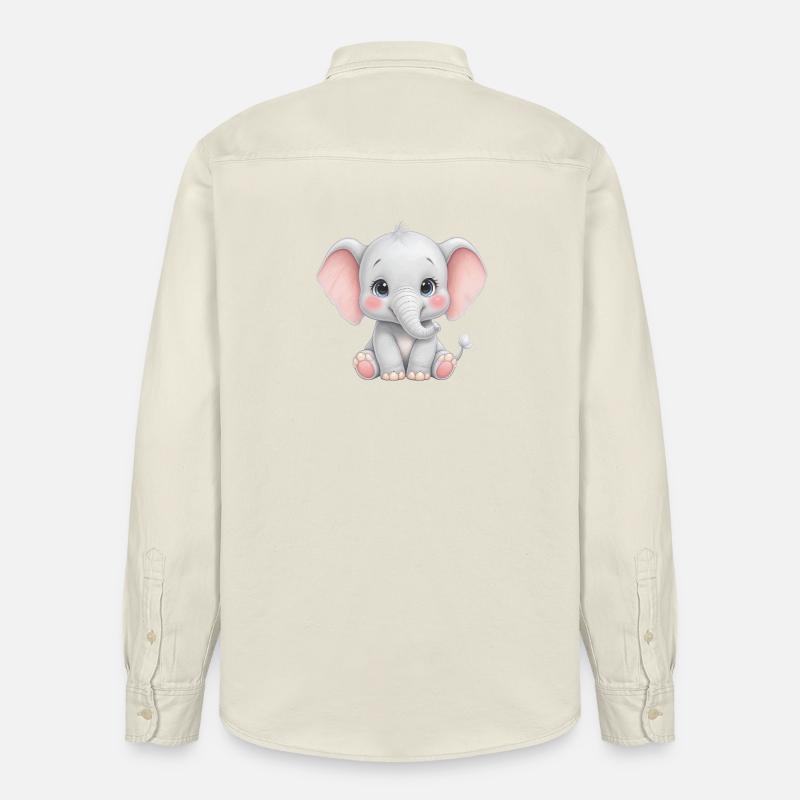 Dessin animé câlin bébé éléphant - Chemise unisexe coupe décontractée bio Stanley/Stella - écru doux