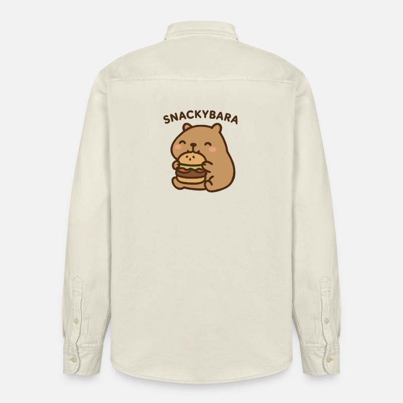 Snackybara – Capybara mit Burger - Relaxed Fit Unisex Organic Hemd von Stanley/Stella - Natur