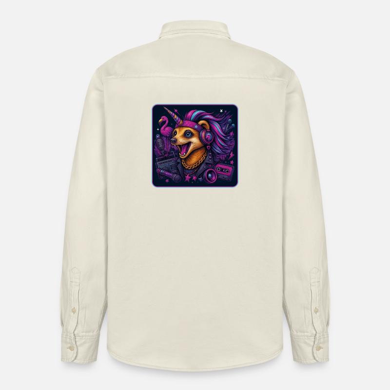 Erdmännchen Einhorn Party - Relaxed Fit Unisex Organic Hemd von Stanley/Stella - Natur