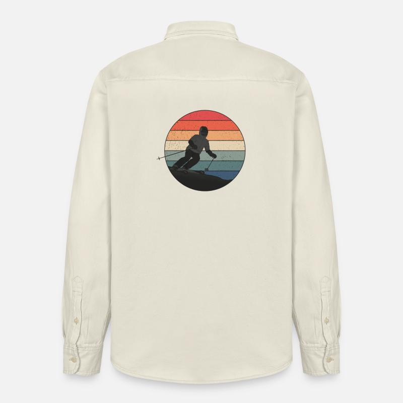 Descente skiée au coucher du soleil - Chemise unisexe coupe décontractée bio Stanley/Stella - écru doux