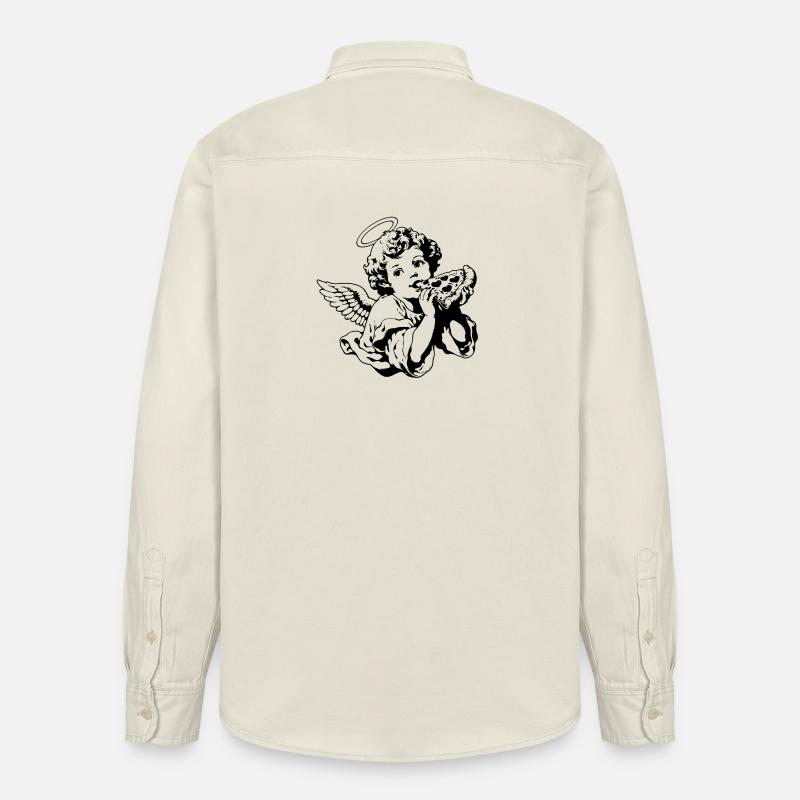 Pizza Engel – Cherub mit Pizzastück - Relaxed Fit Unisex Organic Hemd von Stanley/Stella - Natur