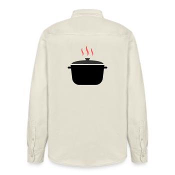 Kochtopf Dampf Kochen - Relaxed Fit Unisex Organic Hemd von Stanley/Stella - Natur - Hinten - AI Model Male 178 light (178cm)