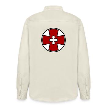 Kreuzkreis - Relaxed Fit Unisex Organic Hemd von Stanley/Stella - Natur - Hinten - AI Model Male 178 light (178cm)