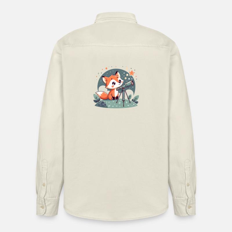 Fuchs am Teleskop unter Sternen - Relaxed Fit Unisex Organic Hemd von Stanley/Stella - Natur