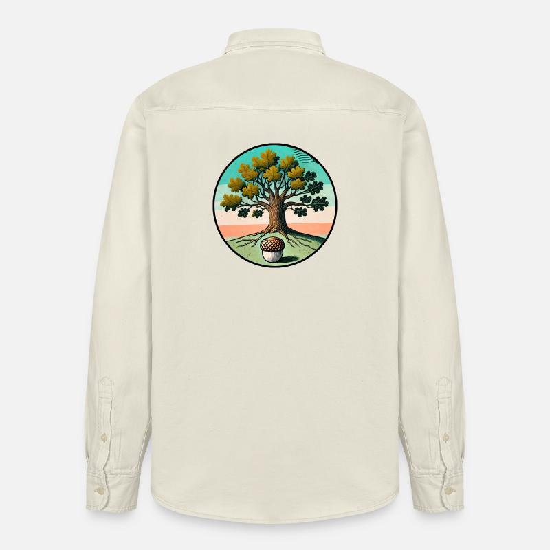 Retro-Baum des Lebens mit Eichel - Relaxed Fit Unisex Organic Hemd von Stanley/Stella - Natur