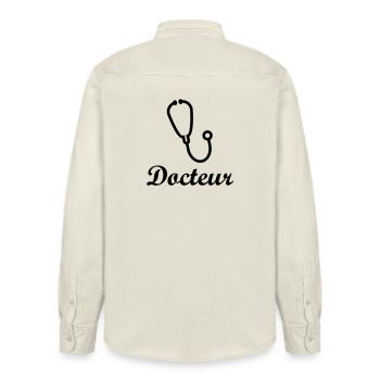 Docteur stéthoscope professionnel santé - Chemise unisexe coupe décontractée bio Stanley/Stella - écru doux - Dos - AI Model Male 178 light (178cm)