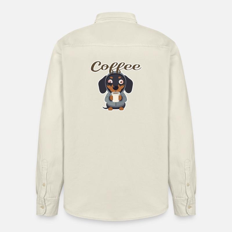 Teckel mignon au café - Chemise unisexe coupe décontractée bio Stanley/Stella - écru doux