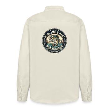 Line & Hook Legends Patch, lustiges Angeln - Relaxed Fit Unisex Organic Hemd von Stanley/Stella - Natur - Hinten - AI Model Male 178 light (178cm)