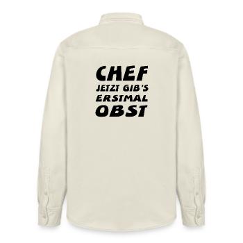 Chef - Relaxed Fit Unisex Organic Hemd von Stanley/Stella - Natur - Hinten - AI Model Male 178 light (178cm)