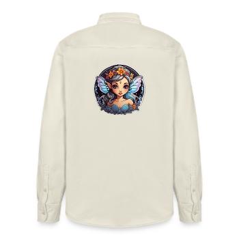 Nocturnal Floral Fairy - Relaxed Fit Unisex Organic Shirt by Stanley/Stella - soft Ecru - Back - AI Model Male 178 light (178cm)