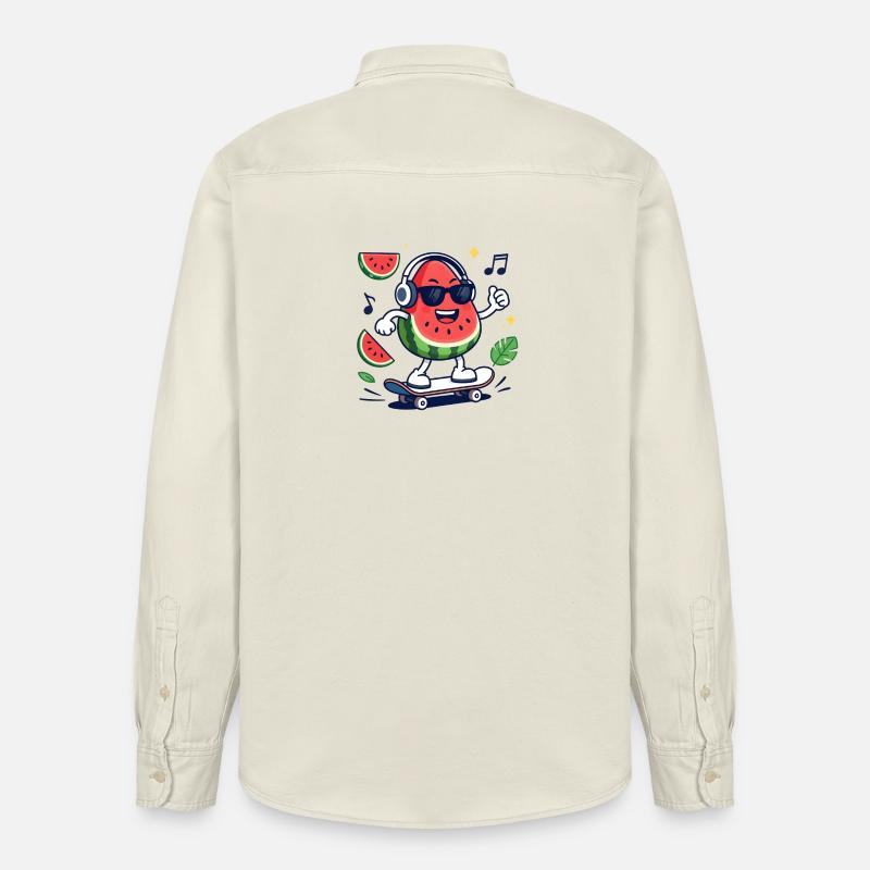 Pastèque Rythmée en Skate - Chemise unisexe coupe décontractée bio Stanley/Stella - écru doux