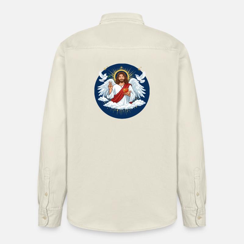 Amour céleste : Jésus avec le cœur - Chemise unisexe coupe décontractée bio Stanley/Stella - écru doux