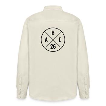 Abi 2026 - Relaxed Fit Unisex Organic Hemd von Stanley/Stella - Natur - Hinten - AI Model Male 178 light (178cm)