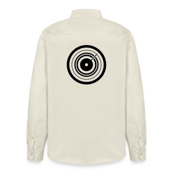 Target Arrow Dart Icon - Relaxed Fit Unisex Organic Shirt by Stanley/Stella - soft Ecru - Back - AI Model Male 178 light (178cm)