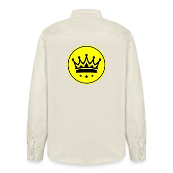 Crown Symbol - Relaxed Fit Unisex Organic Shirt by Stanley/Stella - soft Ecru - Back - AI Model Male 178 light (178cm)