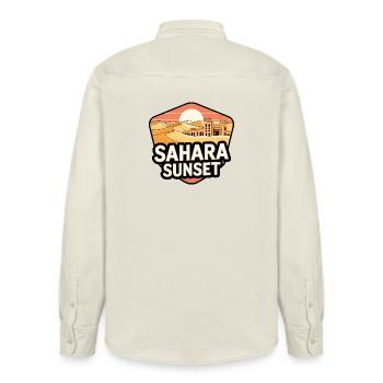 Sahara Sonnenuntergangsschloss - Relaxed Fit Unisex Organic Hemd von Stanley/Stella - Natur - Hinten - AI Model Male 178 light (178cm)