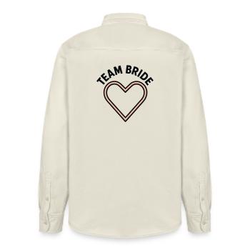 Team Bride Heart Pink Bachelorette Party Wedding - Relaxed Fit Unisex Organic Shirt by Stanley/Stella - soft Ecru - Back - AI Model Male 178 light (178cm)
