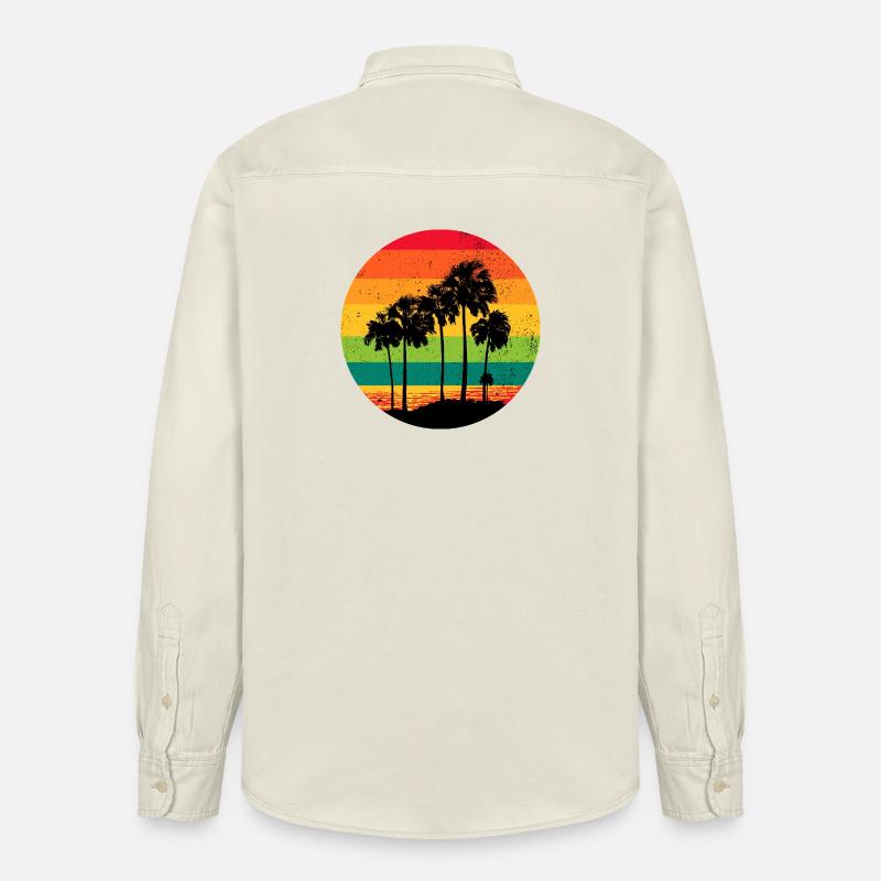 Palm Trees Beach Sunset Rétro - Chemise unisexe coupe décontractée bio Stanley/Stella - écru doux