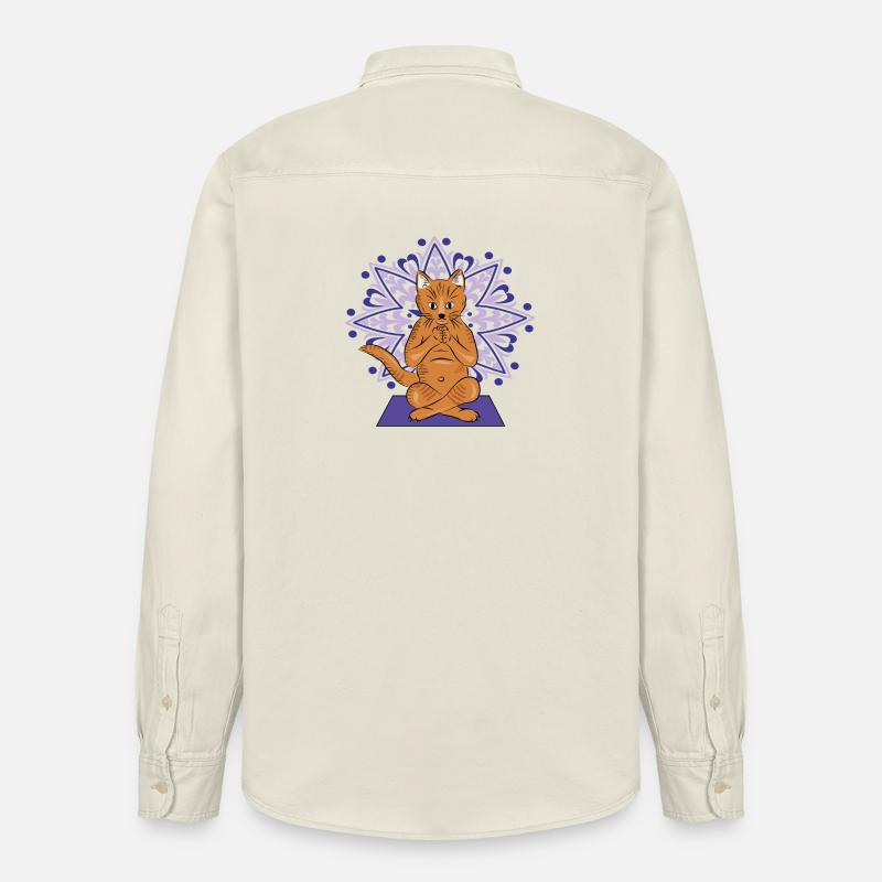 Mandala méditatif du chat - Chemise unisexe coupe décontractée bio Stanley/Stella - écru doux