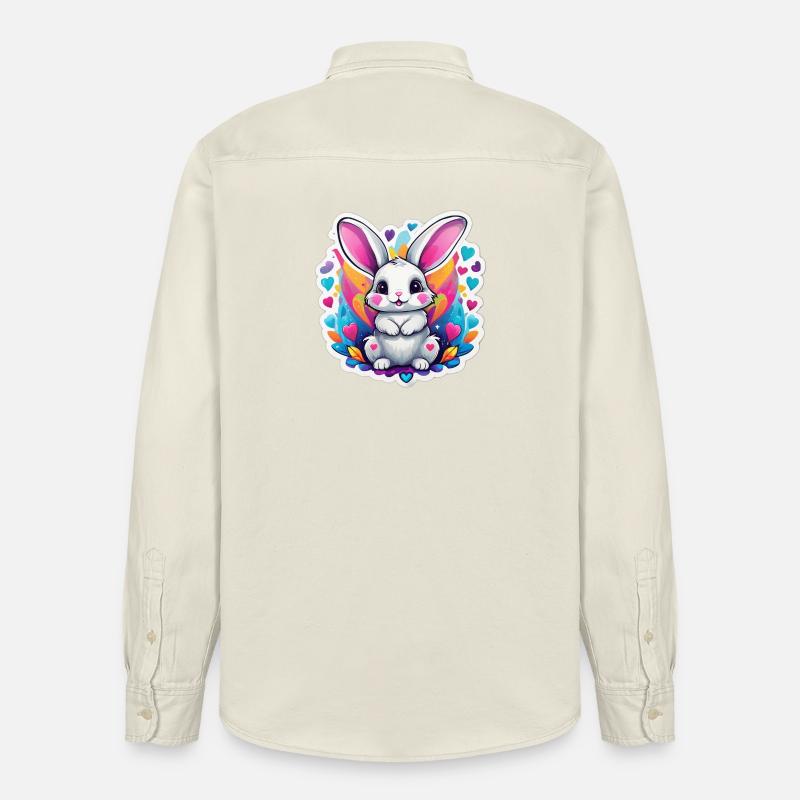 Lapin arc ciel adorable - Chemise unisexe coupe décontractée bio Stanley/Stella - écru doux
