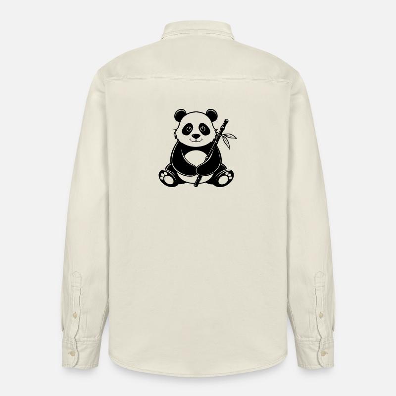 Panda avec du bambou - Chemise unisexe coupe décontractée bio Stanley/Stella - écru doux