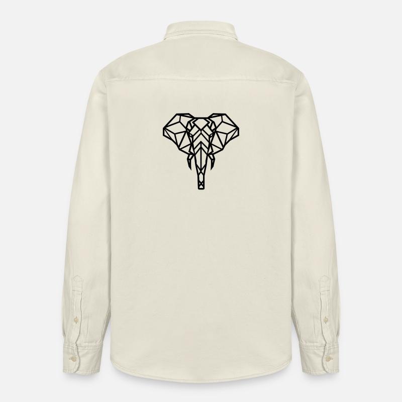 Dessin géométrique éléphant - Chemise unisexe coupe décontractée bio Stanley/Stella - écru doux