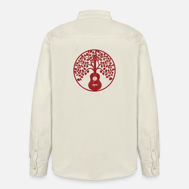Mandala d’arbre à ukulélé rouge - Chemise unisexe coupe décontractée bio Stanley/Stella - écru doux