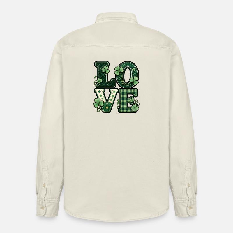 Avec amour pour la Saint-Patrick - Chemise unisexe coupe décontractée bio Stanley/Stella - écru doux