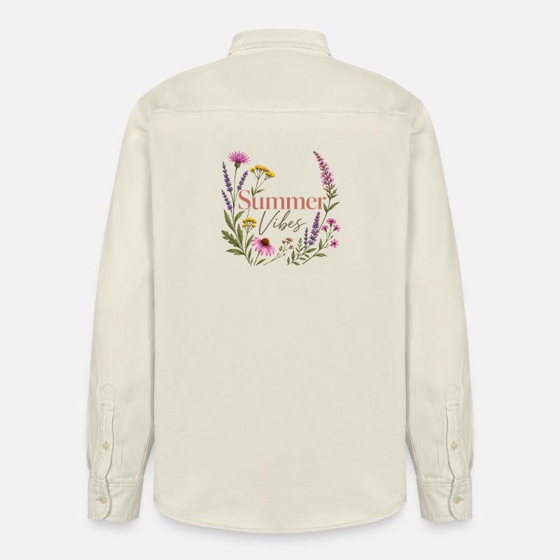 Couronne de fleurs Summer Vibes - Chemise unisexe coupe décontractée bio Stanley/Stella - écru doux