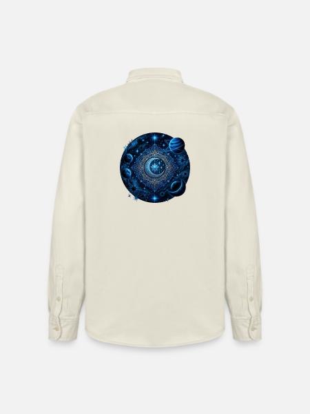 Space Planets Galaxies Stars Moons - Relaxed Fit Unisex Organic Shirt by Stanley/Stella - soft Ecru