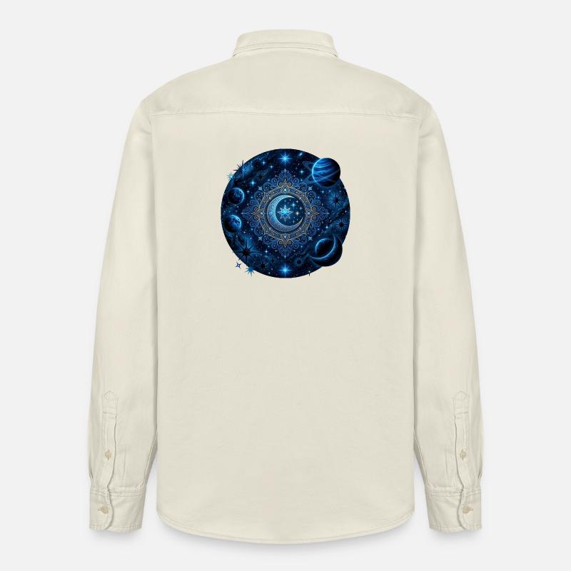 Space Planets Galaxies Stars Moons - Relaxed Fit Unisex Organic Shirt by Stanley/Stella - soft Ecru