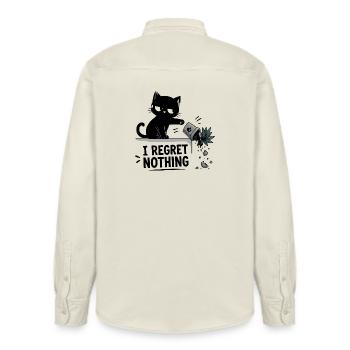  I Regret Nothing Lustige Schwarze Katze Stürzt - Relaxed Fit Unisex Organic Hemd von Stanley/Stella - Natur - Hinten - AI Model Male 178 light (178cm)