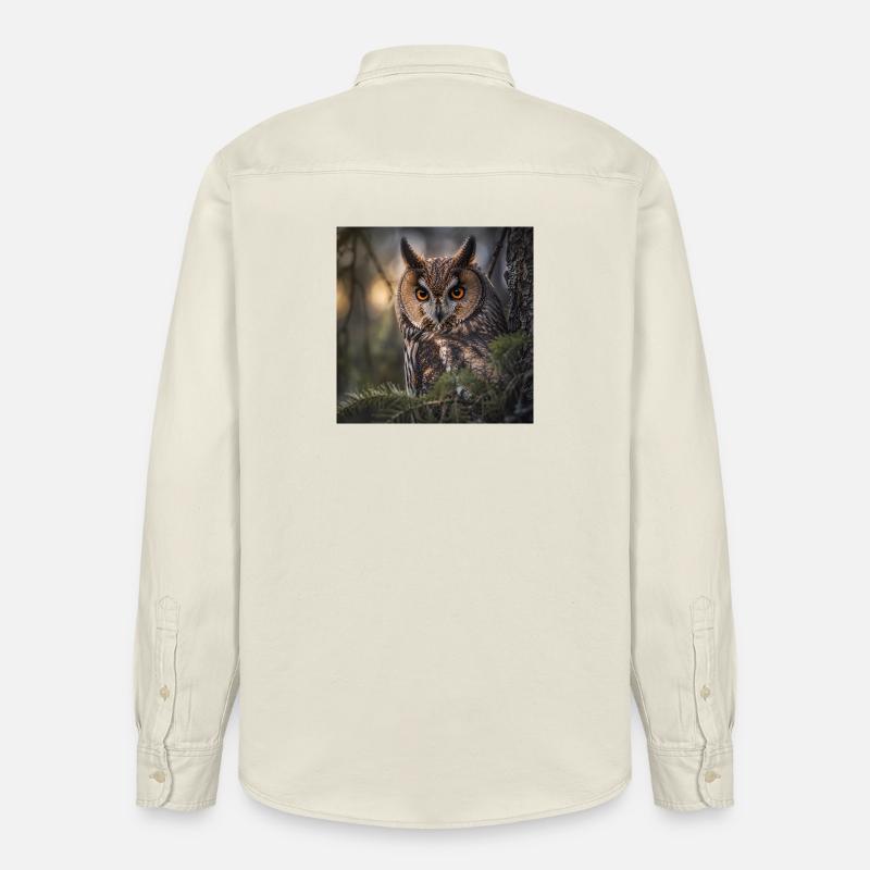Hibou dans le brouillard forestier - Chemise unisexe coupe décontractée bio Stanley/Stella - écru doux