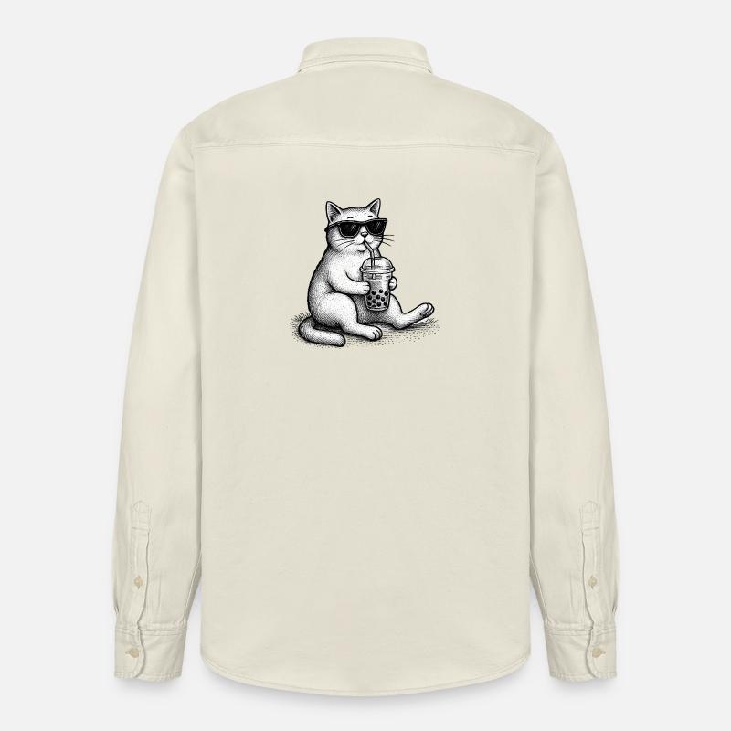Bubble Tea Katze - Relaxed Fit Unisex Organic Hemd von Stanley/Stella - Natur