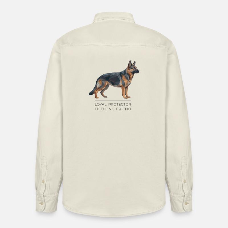 German Shepherd Low-Poly - Loyal, brave, true - Relaxed Fit Unisex Organic Hemd von Stanley/Stella - Natur