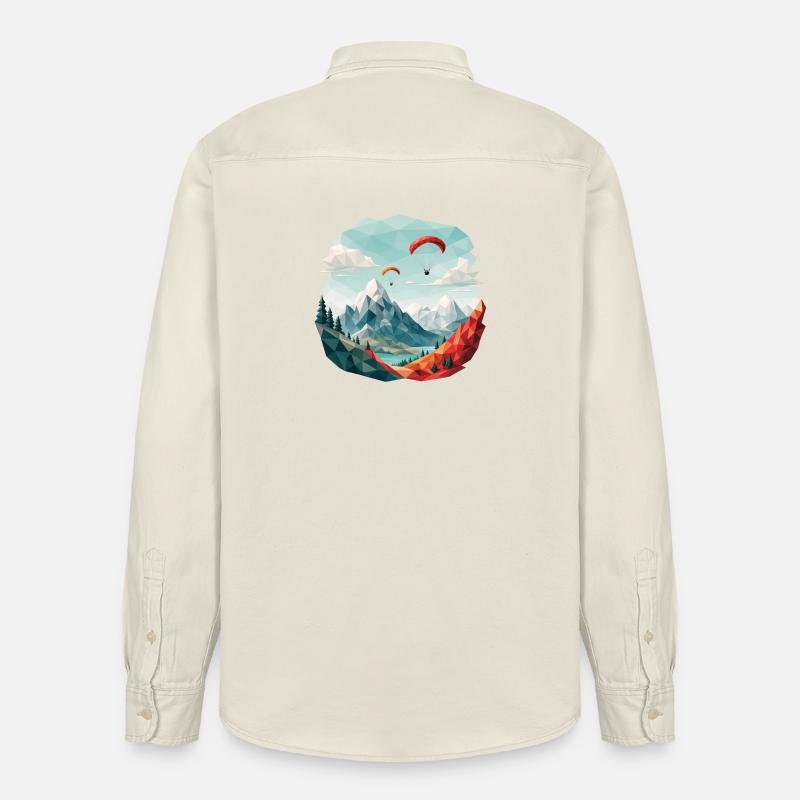 Paragliding Berglandschaft Polygonkunst - Relaxed Fit Unisex Organic Hemd von Stanley/Stella - Natur