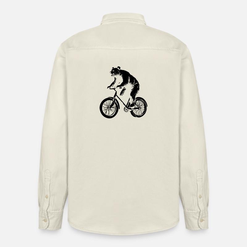 Ours de vélo - Chemise unisexe coupe décontractée bio Stanley/Stella - écru doux