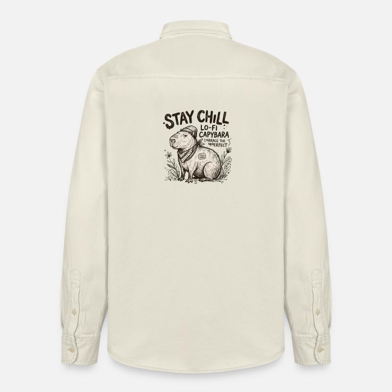 Œuvres LoFi de Capybara Chill - Chemise unisexe coupe décontractée bio Stanley/Stella - écru doux