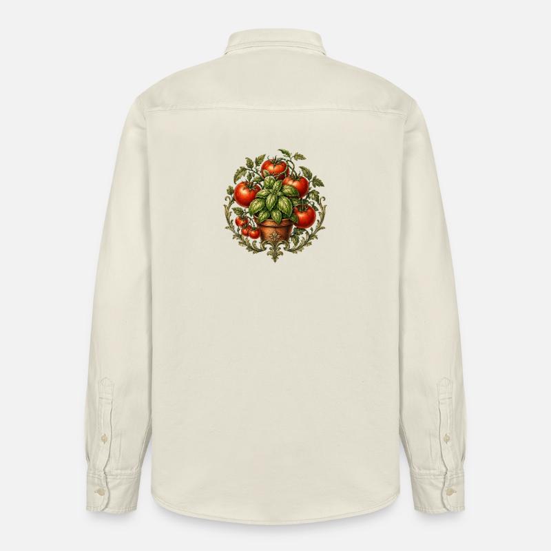 Tomates et basilic - Chemise unisexe coupe décontractée bio Stanley/Stella - écru doux