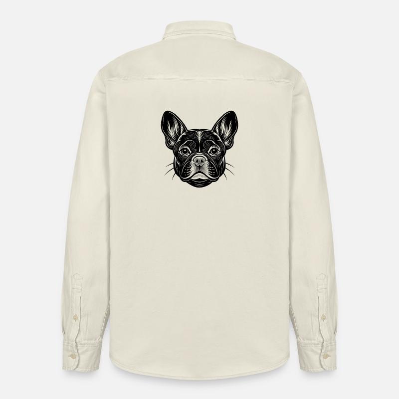 Visage de bouledogue français - Chemise unisexe coupe décontractée bio Stanley/Stella - écru doux