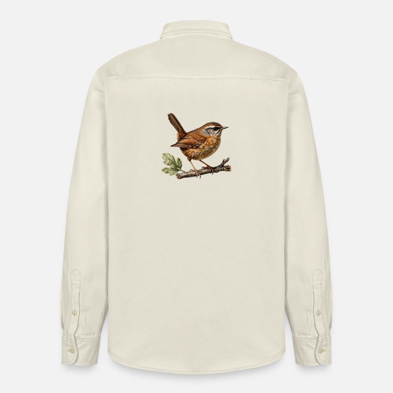 Troglodyte mignon — Illustration ornithologique - Chemise unisexe coupe décontractée bio Stanley/Stella - écru doux