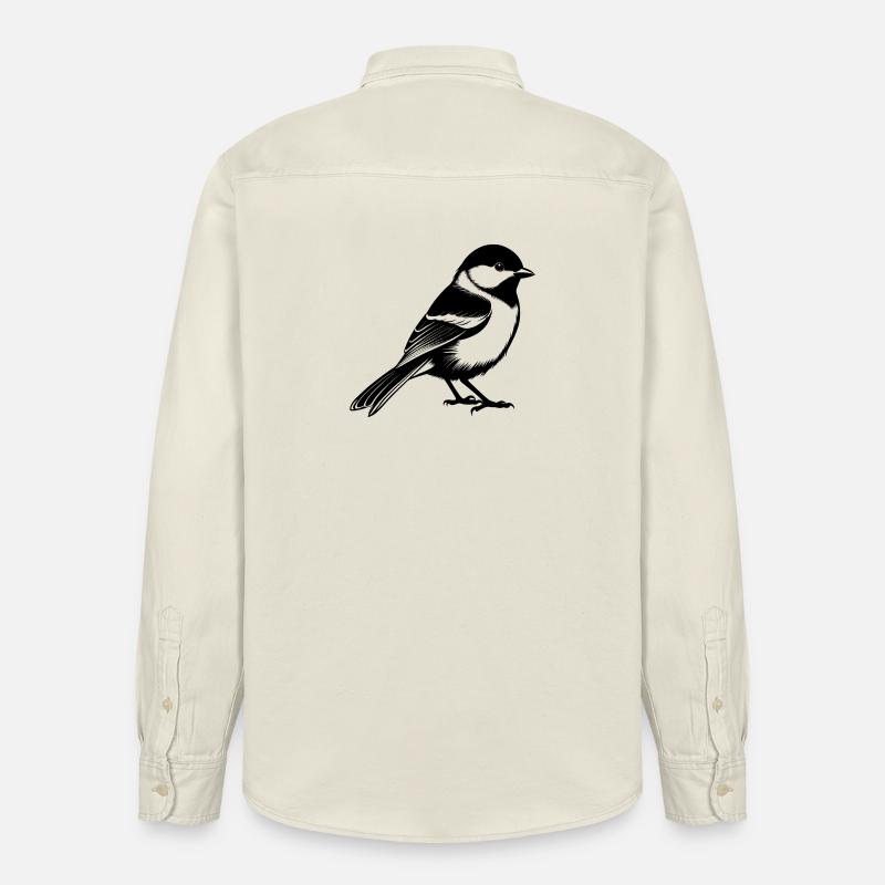 Black capped Chickadee - Relaxed Fit Unisex Organic Shirt by Stanley/Stella - soft Ecru