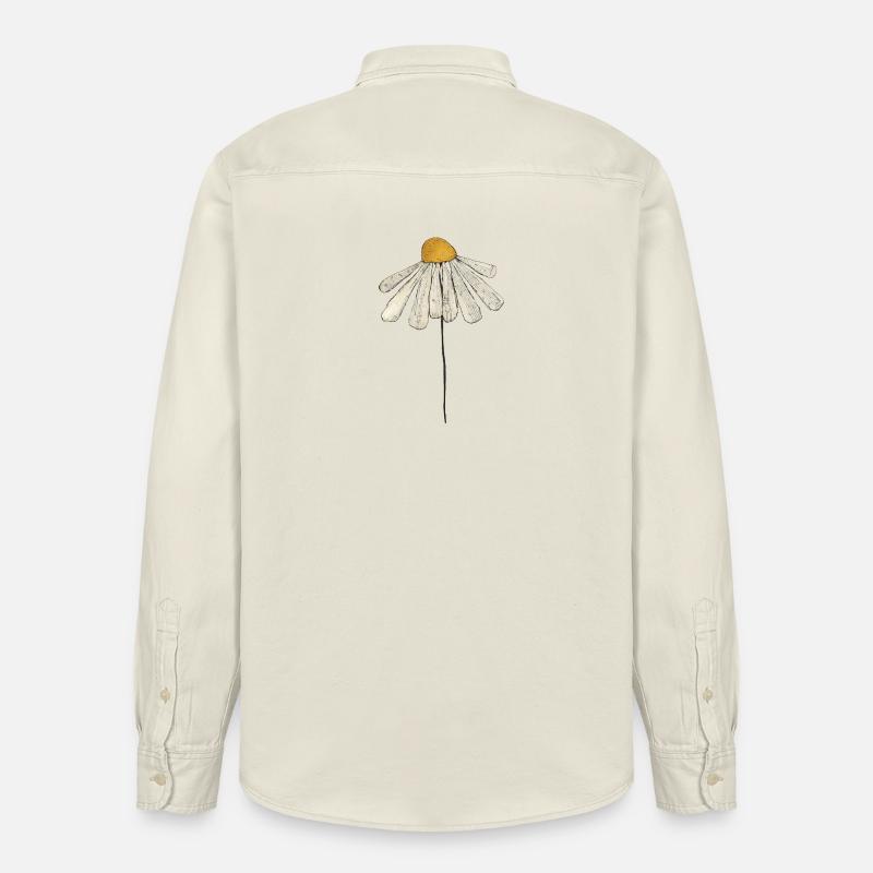 Daisy Minimal Illustration - Chemise unisexe coupe décontractée bio Stanley/Stella - écru doux