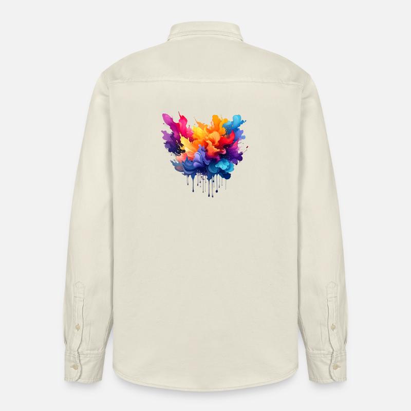 Farbexplosion Farbfluss - Relaxed Fit Unisex Organic Hemd von Stanley/Stella - Natur