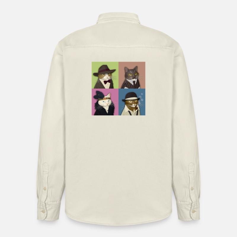 Dapper Cats Quartett - Relaxed Fit Unisex Organic Hemd von Stanley/Stella - Natur